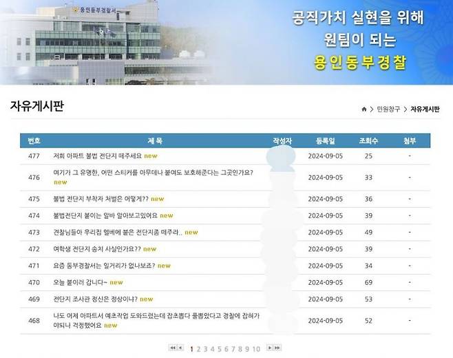 [사진출처=용인동부경찰서 홈페이지 자유게시판]