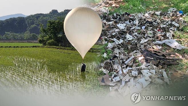 오물 가득담아 날려보낸 북…GPS 전파 교란도 (CG) [연합뉴스TV 제공]