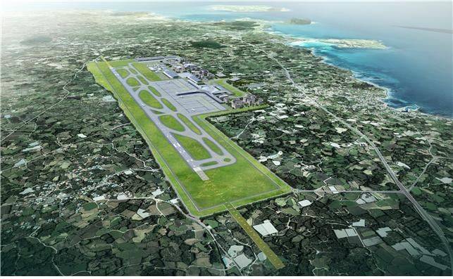 제주 서귀포시 성산읍 일대에 551만㎡(약 166만6000평) 규모로 들어설 제주 제2공항 조감도. 완공되면 연간 1690만명을 수용할 수 있다. /국토교통부