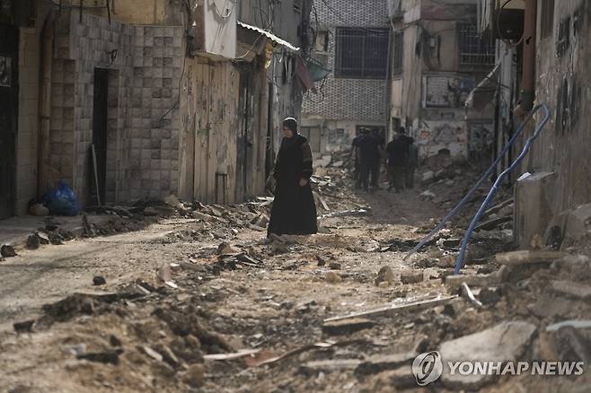 폐허 된 요르단강 서안 도시 제닌의 거리 [AP 연합뉴스 자료사진. 재판매 및 DB 금지]