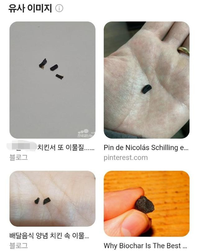 대전 한 치킨집에 고객이 환불을 요구하며 보내온 사진을 포털사이트에서 검색한 결과. 해당 사진은 수년 전 다른 치킨집에서 나온 이물질 사진으로 확인됐다. 보배드림 캡처