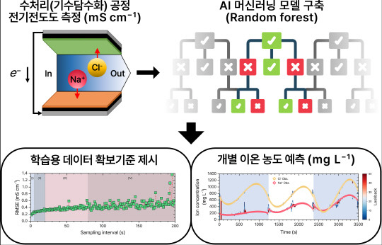 한국과학기술연구원은 AI 기술을 활용해 전기화학적 수처리 공정에서 수중 이온 농도를 예측하는 기술을 개발했다. KIST 제공