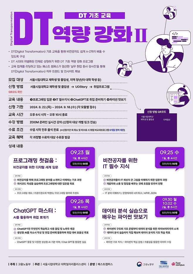 DT 기초 교육 포스터.