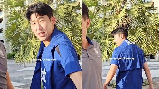 손흥민이 사인을 해달라는 팬의 요청을 거절하는 모습. 인스타그램 계정 ‘sunnywithsonny’ 영상 캡처