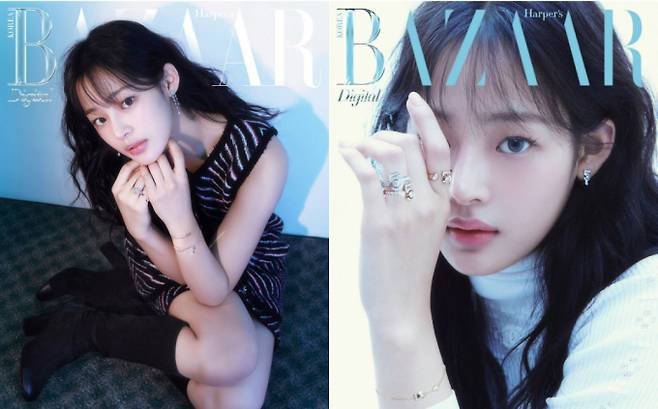 그룹 뉴진스 민지가 화보를 찍었다. 사진은 하퍼스 바자 화보 속 민지의 모습. /사진=하퍼스 바자 코리아 제공