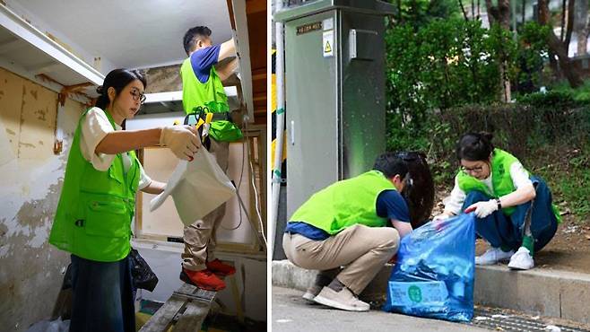 도배 봉사하고 청소하는 김건희 여사 [행복나눔봉사회 제공]