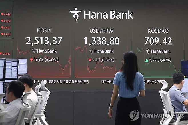 11일 서울 중구 하나은행 딜링룸 현황판에 원/달러 종가가 표시돼있다. 연합뉴스