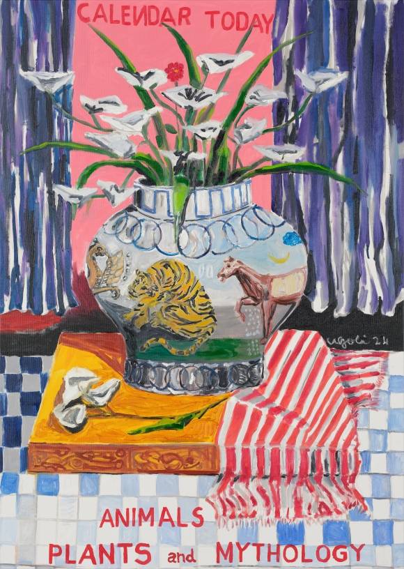 우고 리(Ugo Li), 동물, 식물, 그리고 신화(Animal, Plants and Mythology), 2024년, Oil and pastel on canvas, 155.4 x 110.4㎝.
