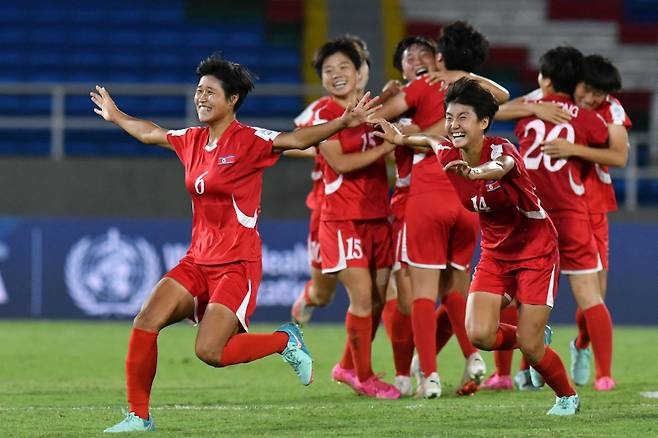 2024 국제축구연맹(FIFA) 콜롬비아 U-20 여자 월드컵 결승에 진출한 북한 선수단. 사진=AFP 연합뉴스