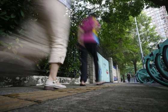 일본인학교 초등생이 괴한의 습격을 받은 사건 현장 주변. 교도=연합뉴스