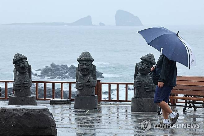 비 내리는 제주 바닷가 [연합뉴스 자료사진]