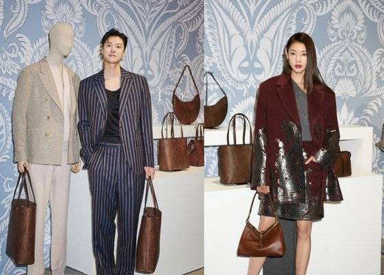 에트로 프레젠테이션을 찾은 배우 공유(왼쪽)와 모델 겸 방송인 한혜진. [사진 에트로]
