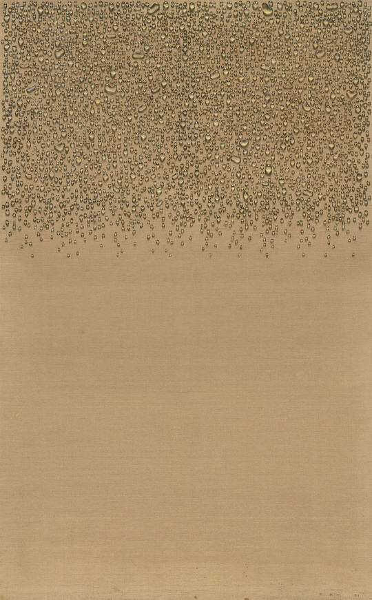 김창열의 물방울, 리넨에 오일.198×123cm, 1973. 케이옥션 제공.