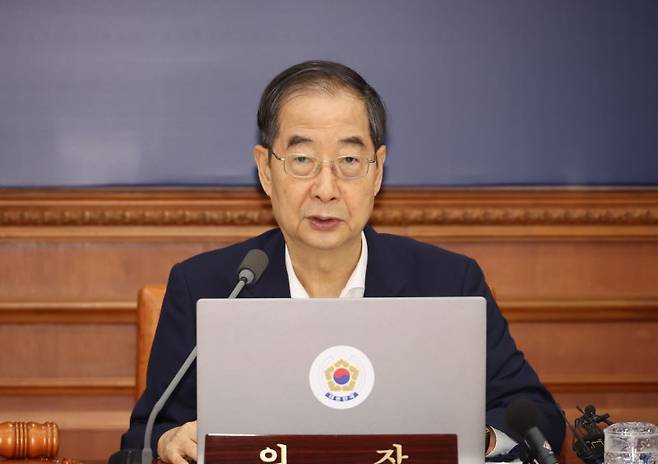 한덕수 국무총리가 지난 19일 서울 종로구 정부서울청사에서 열린 국무회의에서 발언하고 있다. 연합뉴스