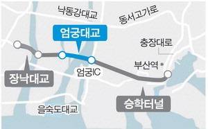 부산 강서구 명지동과 사상구 엄궁동을 잇는 엄궁대교 위치도. 국제신문 DB