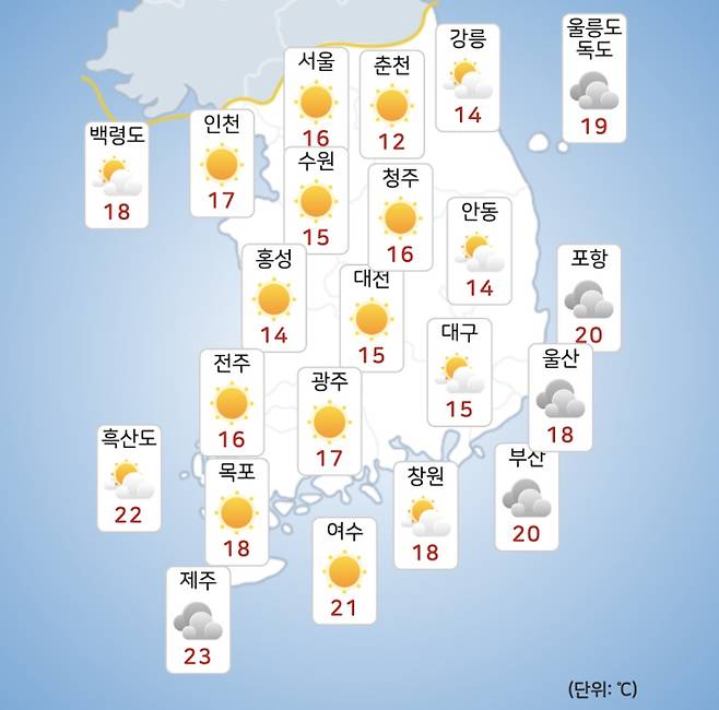 ⓒ기상청: 내일(24일) 오전 전국날씨