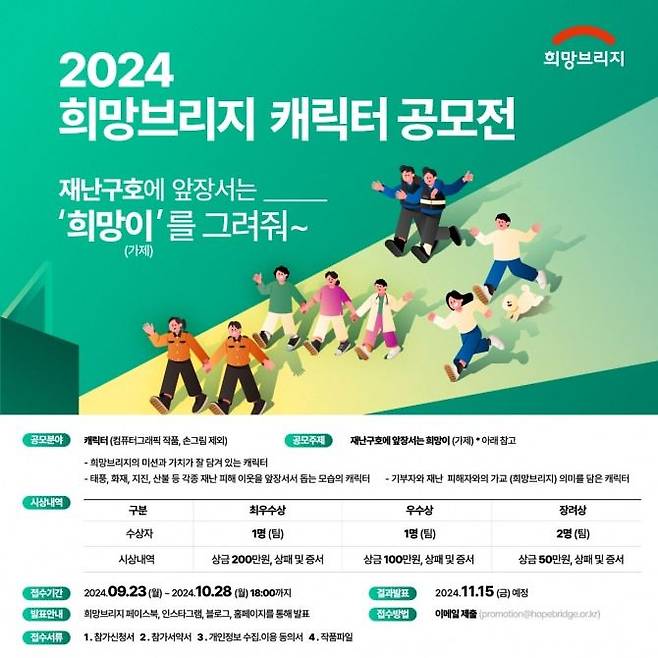 희망브리지, 2024 캐릭터 공모전.."기부 문화 확