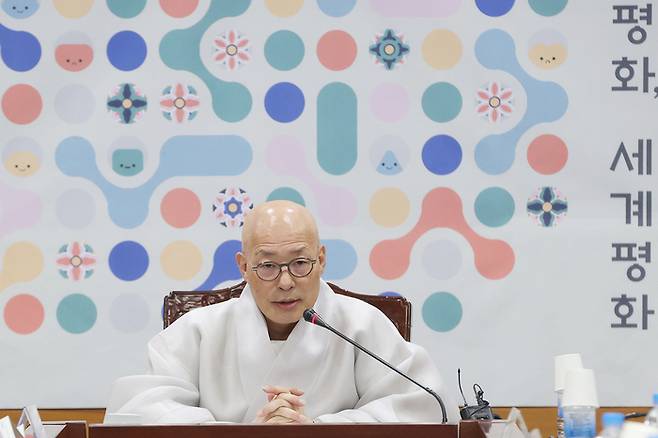 Ven. Jinwoo, President of the Jogye Order, holds a press conference for the \