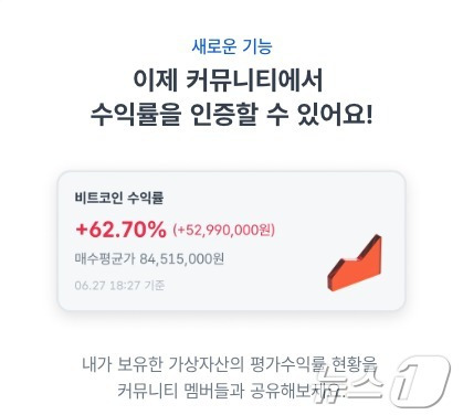 코인원 거래소가 출시한 '수익률 인증하기' 서비스. (코인원 자료 제공)