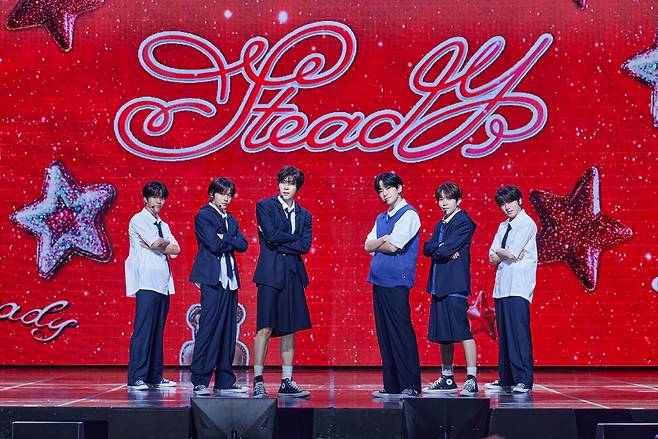 NCT Wish performs "Steady," the title track of the group's EP, for the first time on stage during a press conference in Seoul on Tuesday. (SM Entertainment)