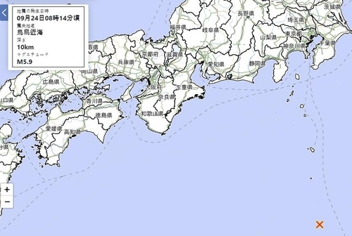 일본 이즈제도 지진 발생 지점. / 사진=일본 기상청 캡처