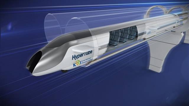 최고속도 1200km로 주행하는 하이퍼튜브 개념도.[한국철도기술연구원 제공]