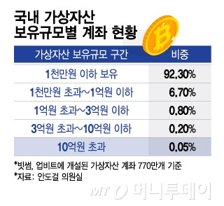 국내 가상자산 보유규모별 계좌 현황. /그래픽=이지혜 디자인기자