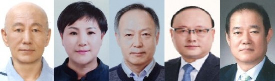 경산시민상 수상자들 모습. 박도일(왼쪽부터)·김점희·김동용·안태영·최영욱씨.[경산시 제공]