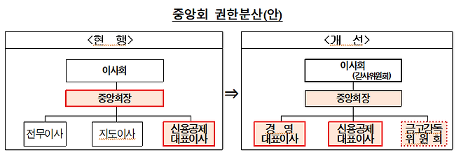 새마을금고 경영혁신위원회의 중앙회장 권한분산안. /새마을금고중앙회 제공