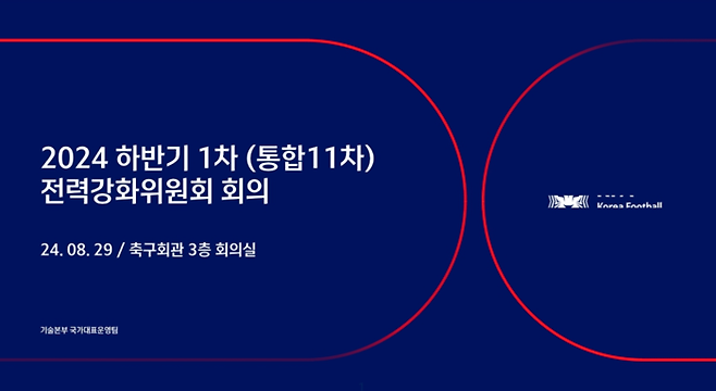 지난 8월29일 열린 대한축구혀회 전력강회위원회 회의자료 첫 페이지. 통합 11차라고 쓰여 있다.