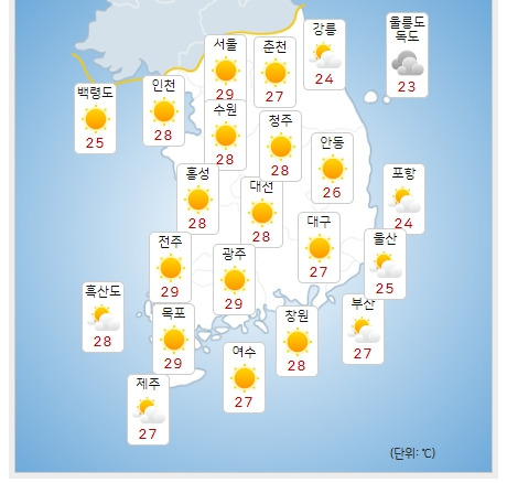 ⓒ기상청: 내일(29일) 오후 전국날씨