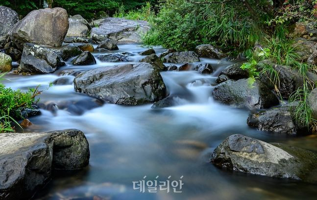 얼마전 비가 온 탓에 수량이 풍부해진 원효계곡. 이 원효계곡은 풍암정을 지나 평촌마을까지 이어진다. ⓒ데일리안 배군득 기자