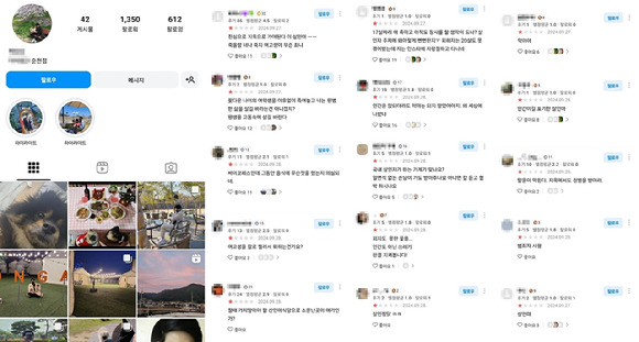 온라인상에서 퍼지고 있는 A씨의 SNS 계정과 A씨가 운영하는 찜닭 가게 후기. [사진=인스타그램, 카카오맵]