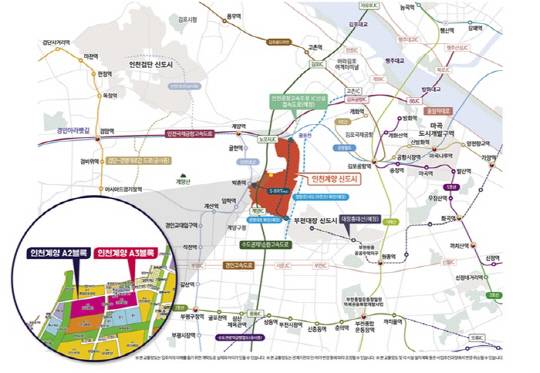 3기 신도시 첫 공급, 인천계양 A3블록에 이어 인천계양 A2블록 공공분양 입주자 모집(사진은 교통망도.)