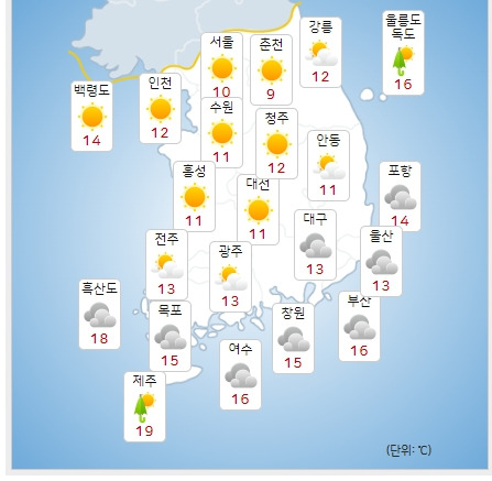 ⓒ기상청: 오늘(10월 2일) 오전 전국날씨