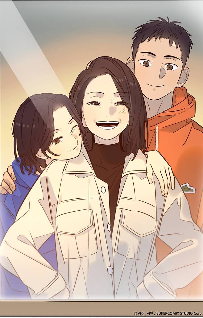 웹툰 ‘더 그레이트’의 유보라(가운데) 가족. /ⓒ광진·지민/SUPERCOMIX STUDIO Corp.