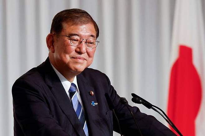 일본 차기 총리인 이시바 시게루 자민당 총재(자료사진). 이시바 총재는 방위대신을 역임한 '안보통'으로 꼽힌다. ⓒ신화/뉴시스