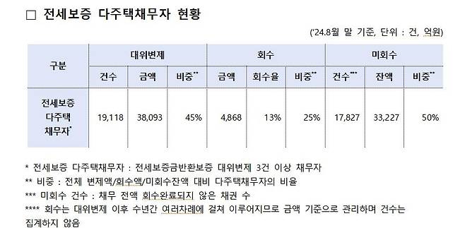 전세보증 다주택 채무자 현황 [손명수 의원실 제공. 재판매 및 DB 금지]