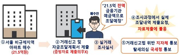 자금조달계획서 허위 작성 의심 사례 [국토교통부 보도자료 갈무리. 재판매 및 DB 금지]