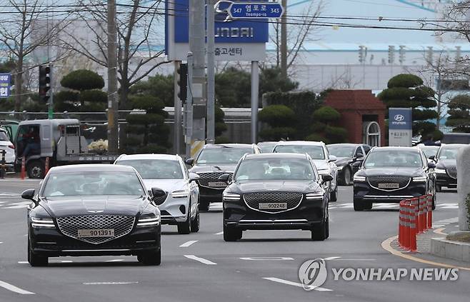 울산 현대차 출고센터 앞 도로 [연합뉴스 자료사진]