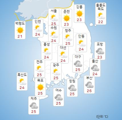 ⓒ기상청: 오늘(5일) 오후 전국날씨