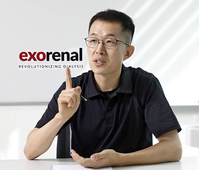 ExoRenal CEO Jake Lee speaks during an interview with the Korea JoongAng Daily in August at the startup's office in Gangseo District, western Seoul. [PARK SANG-MOON]