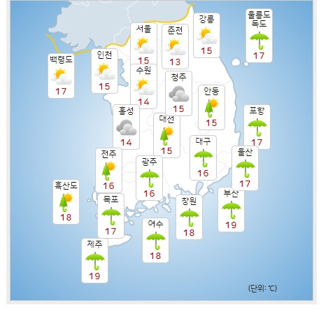 ⓒ기상청: 내일(7일) 오전 전국날씨