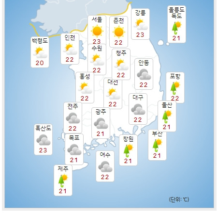 ⓒ기상청: 오늘(7일) 오후 전국날씨