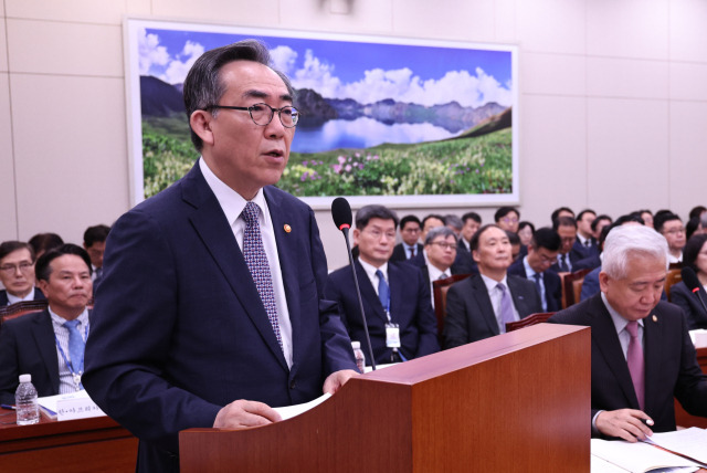 조태열 외교부 장관이 7일 오전 서울 여의도 국회에서 열린 외교통일위원회회의 외교부 등에 대한 국정감사에 출석해 업무보고를 하고 있다. 뉴스1