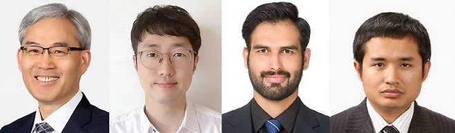 (왼쪽부터) 임춘택 광주과학기술원(GIST) 에너지융합대학원 교수, 김윤수 교수, 사흐 사이드 아손 알리 박사, 태춘반 박사. GIST 제공.