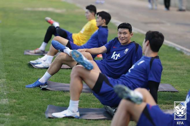 사진은 지난 8일 요르단 암만의 알카라마스타디움에서 열린 요르단과의 2026 FIFA 북중미 월드컵 아시아 3차 예선 대비 훈련을 소화 중인 김민재의 모습. 사진=대한축구협회