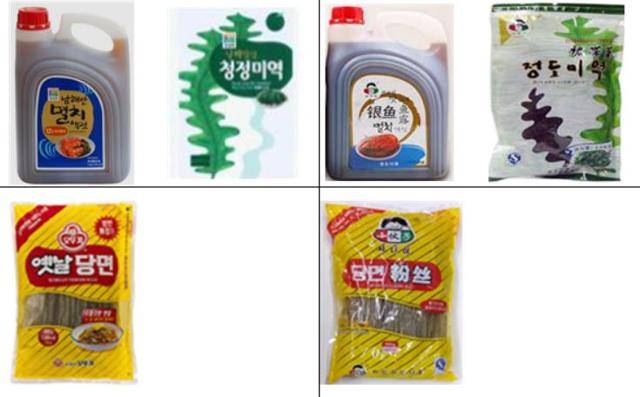 국내기업에서 판매 중인 본품(왼쪽)과 중국 현지에서 교묘하게 디자인을 본떠 만든 모조품들. 한국식품산업협회 제공