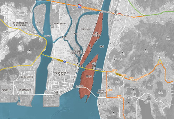 도시관리계획 결정된 낙동강하구 공원 위치도. [사진=부산광역시]