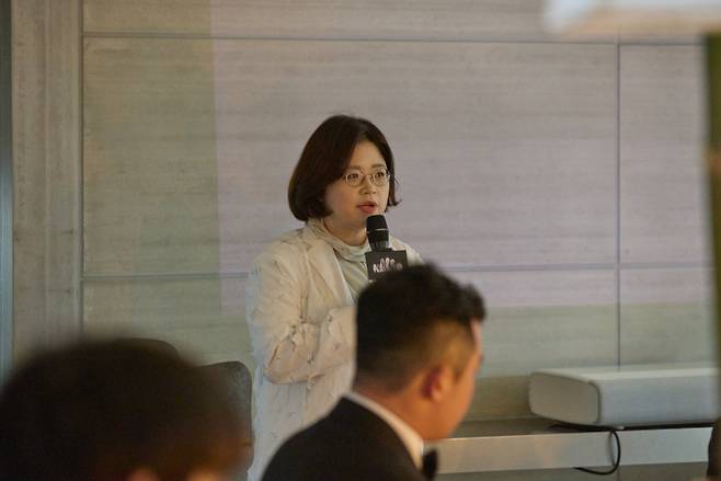 Chef Choi Jung-yoon talks during Nanro's dinner event at Leeum Museum in April (Nanro)